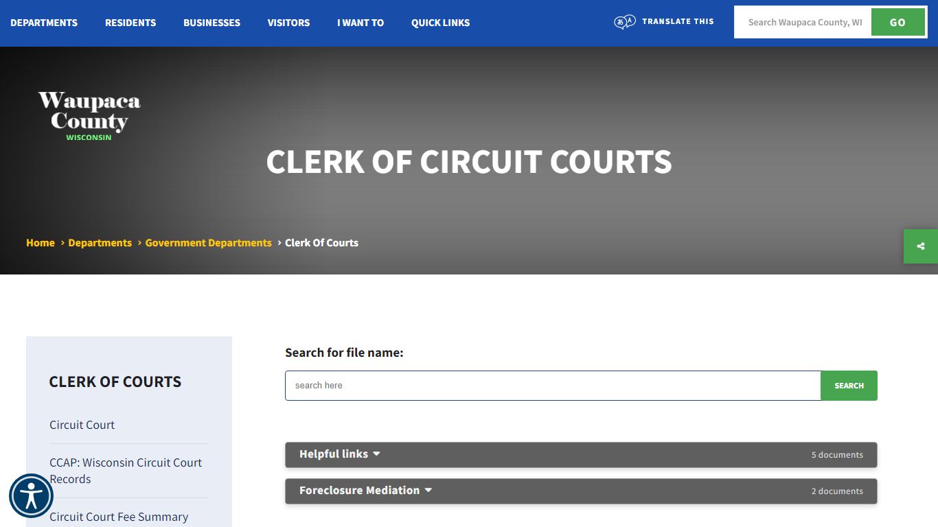 Clerk of Circuit Courts - Waupaca County, Wisconsin