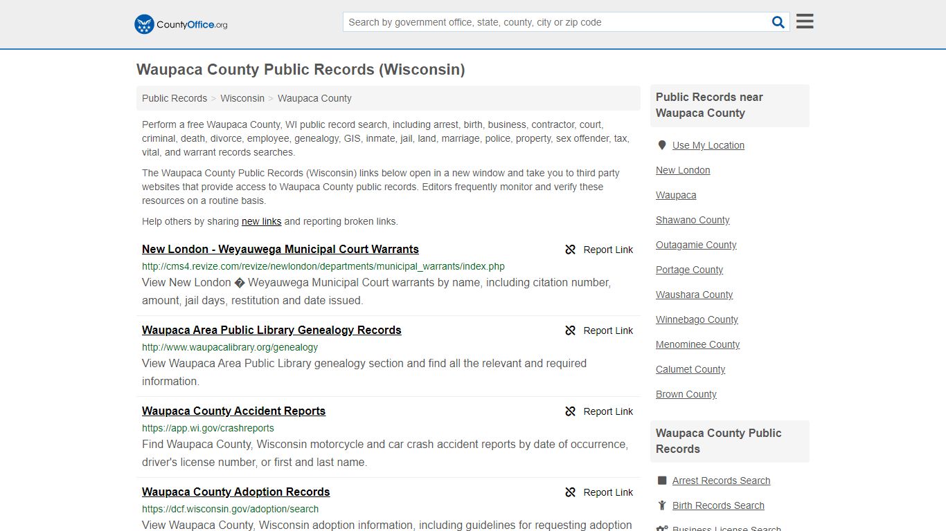 Public Records - Waupaca County, WI (Business, Criminal ...