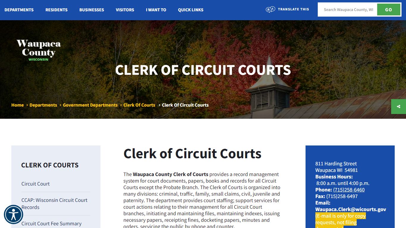 Clerk of Circuit Courts - Welcome to Waupaca County, WI