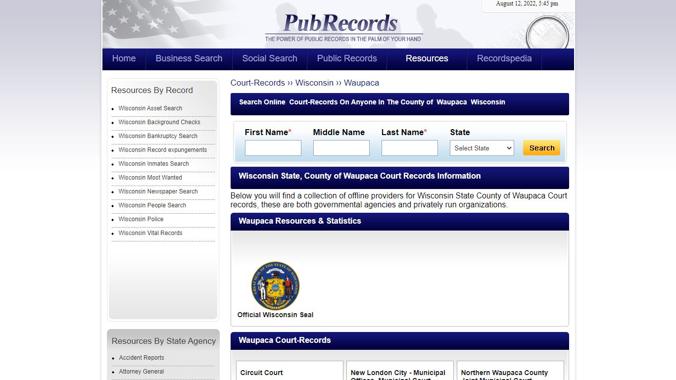 Waupaca County, Wisconsin Court Records